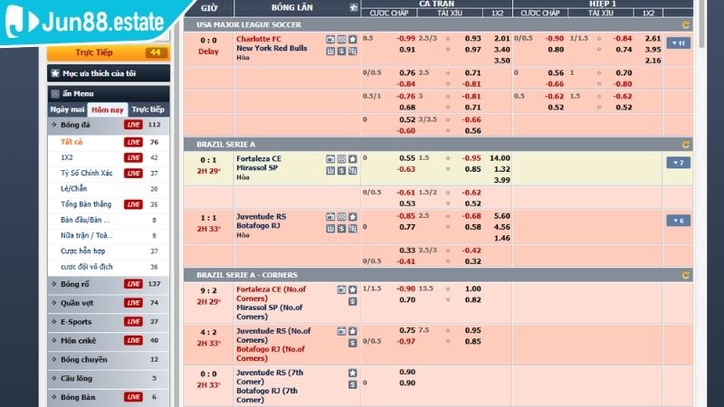 Thể Thao CMD JUN88 - Trải Nghiệm Cá Cược Online Đỉnh Cao 3 Tỷ lệ kèo đa dạng khi trải nghiệm tại Thể Thao CMD JUN88